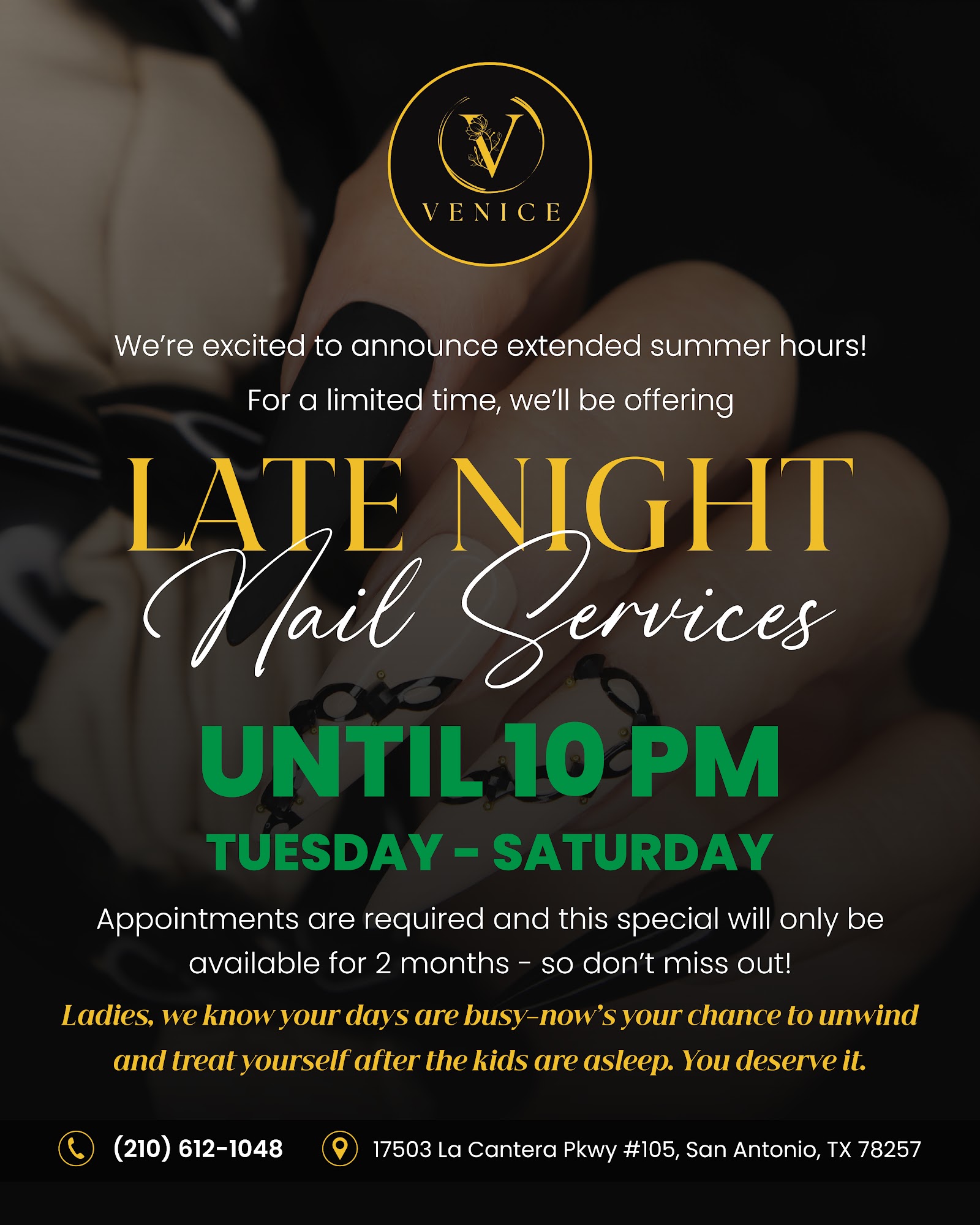 Venice Nail Bar (We Open Late Night until 10pm, Tuesday to Saturday) logo